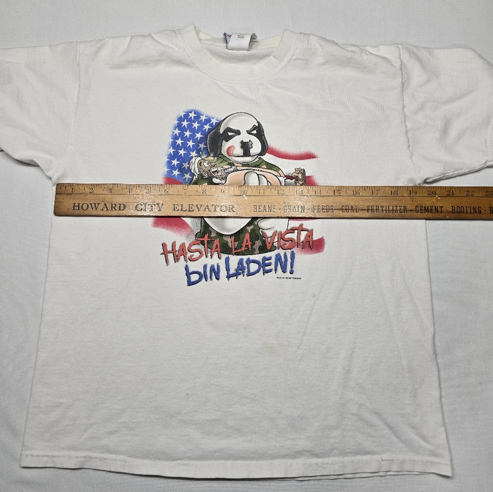 Vintage Y2K Little Big Dogs Hasta La Vista Osama Bin Laden Hot Dog Youth Tshirt - Picture 8 of 9